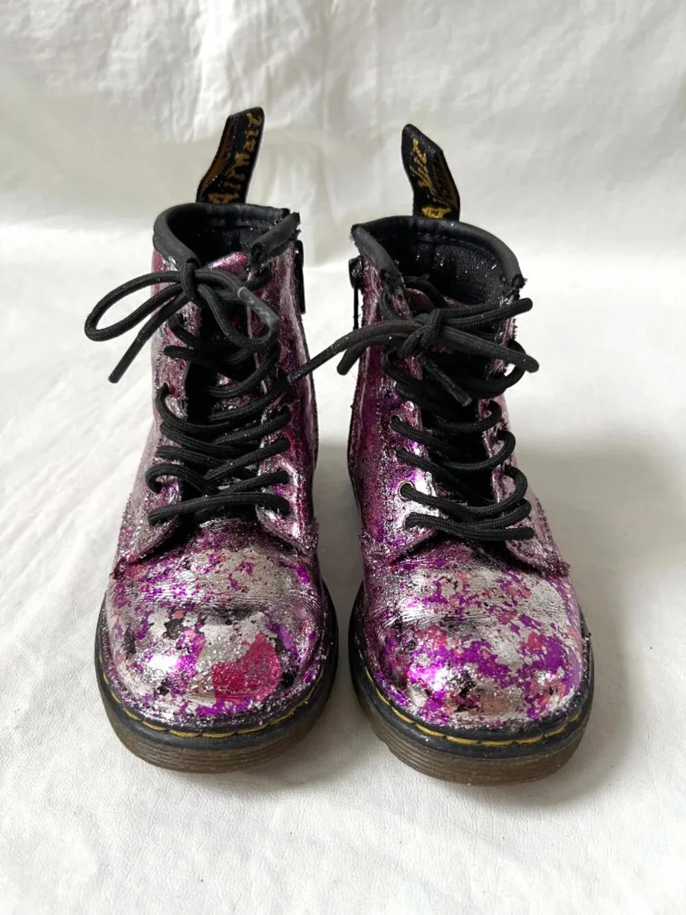 Dr Martens Boots 1460 T metallic purple pink leather toddler baby size 7 zip up